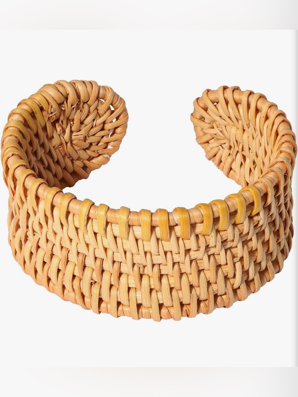 Women’s Handwoven Woven Tan Brown Wicker Cuff Bracelet Basker Jewelry